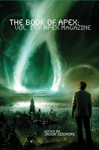 Book cover of 'The Book of Apex' with a futuristic cityscape and large text.