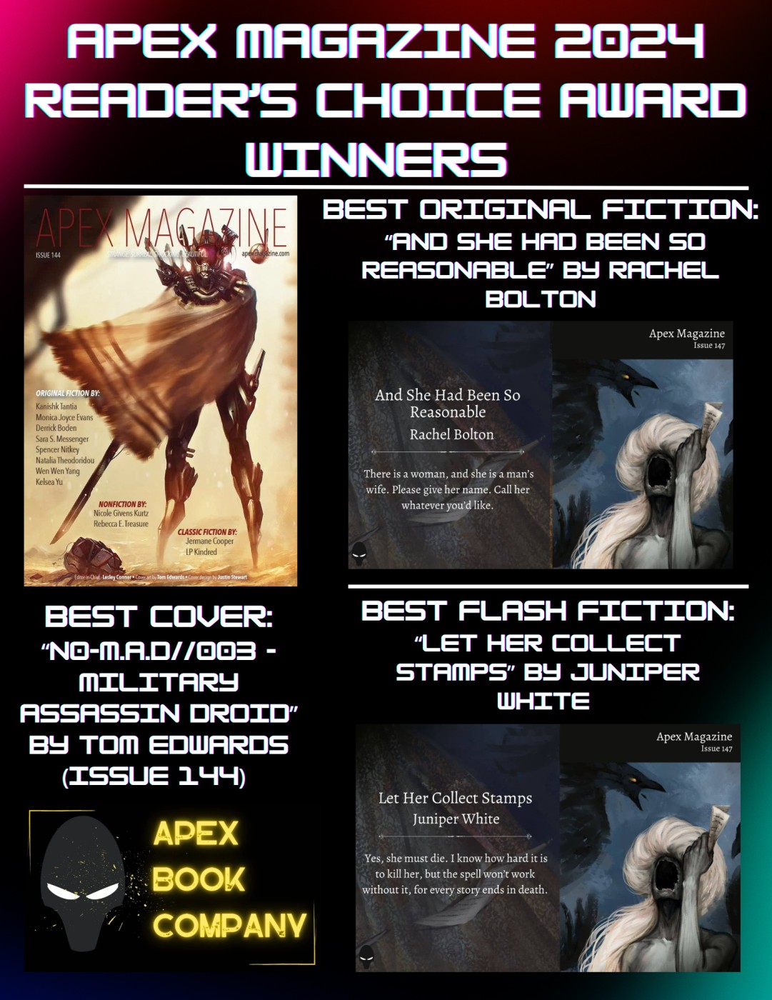 Apex Magazine 2024 Reader's Choice Award Winners